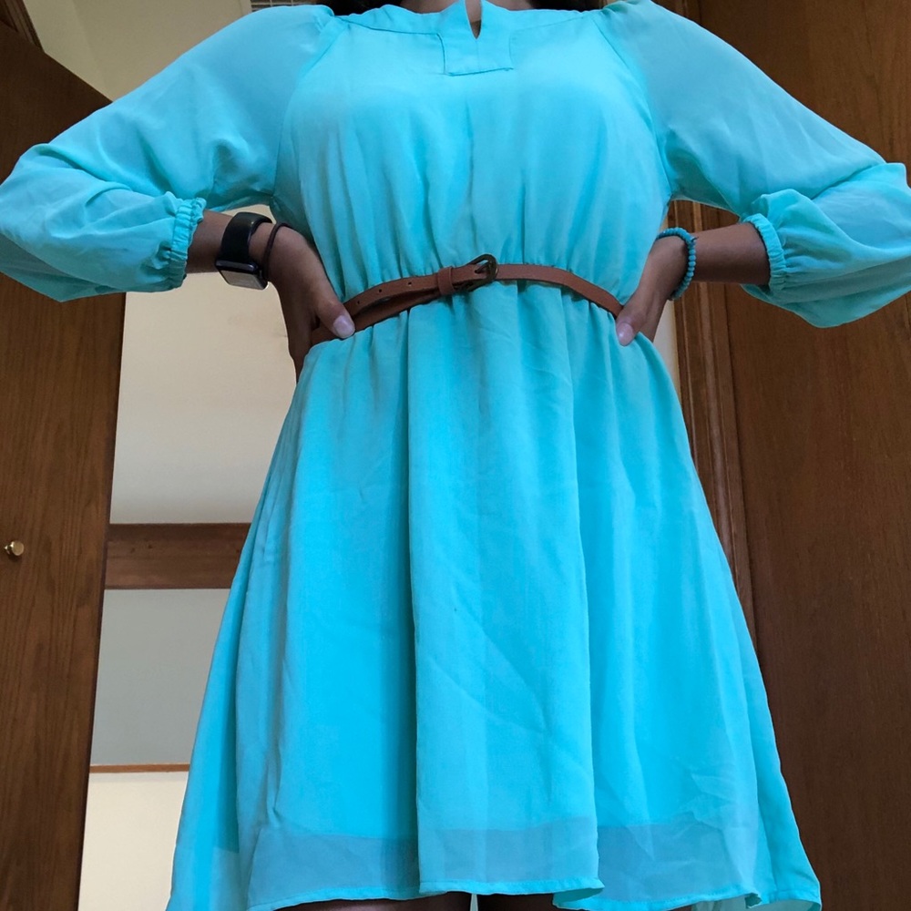 Light aquamarine Sequin Hearts dress; size S